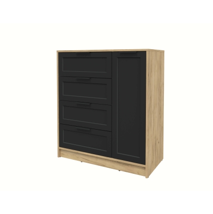 Тумба Тренд КТ-Т90 (Дуб золотой ЛДСП/ Черный ЛМДФ) Ш900 В1020 Г451